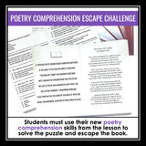 Poetry Reading Comprehension Slides & Escape Room Poem Reading Activity
