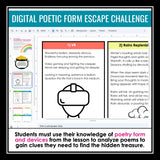 Poetry Figurative Language & Form Slides & Digital Escape Room Reading Activity