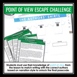 Point of View Slides & First, Second, and Third Person Reading Escape Activity