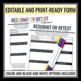 Classroom Management Form - Request to Resubmit an Assignment or Retest