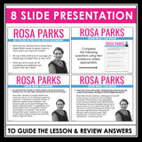 Rosa Parks Biography Article, Slides & Questions - Black History Women's History