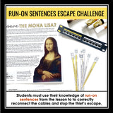 Run On Sentences Grammar Activity Escape Room Challenge, Presentation, and Quiz