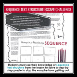 Sequence Text Structure Presentation & Nonfiction Escape Room Reading Activity
