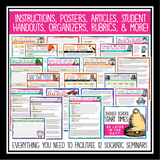 Socratic Seminar Bundle Discussion Slides, Handouts, Graphic Organizers, Rubrics