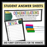 St. Patrick's Day Trivia Game - Classroom Competition Interactive Holiday Game