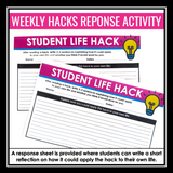 Student Life Hacks – Weekly Bell Ringers SEL, Habits, Friendships & Organization