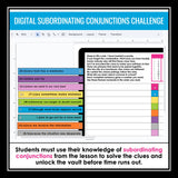 Subordinating Conjunctions Escape Room Grammar Digital Activity, Slides & Quiz