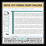 Text Evidence Slides & Citing Evidence Digital Escape Room Reading Activity