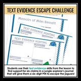 Text Evidence Presentation & Citing Evidence Escape Room Close Reading Activity