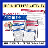 The Giver Activity - The House of the Old Elderly Treatment Novel Activity