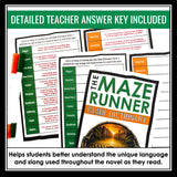 The Maze Runner Vocabulary Activity - Glade Terms Dictionary Novel Assignment