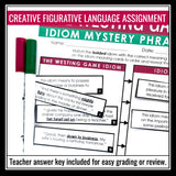 The Westing Game Activity - Idiom Mystery Phrase Figurative Language Game
