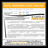 There, Their, They're Homophones Escape Room Digital Grammar Game, Slides & Quiz