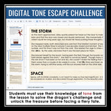 Tone as a Story Element in Fiction Slides & Digital Escape Room Reading Activity