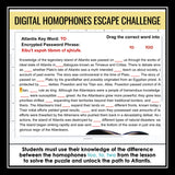 To, Too, Two Homophones Escape Room Digital Grammar Game, Slides & Quiz