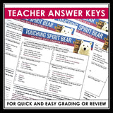 Touching Spirit Bear Quizzes - Multiple Choice and Quote Quizzes - Answer Key