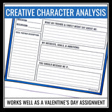 Valentine's Day Character Analysis Assignment For Any Reading - Dating Profile