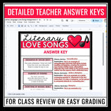 Valentine's Day Figurative Language in Love Songs - Lyrics Assignments - Digital