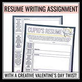 Valentine's Day Writing Assignment - Resume for Cupid Creative Holiday Activity