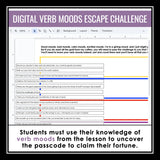 Verb Moods Escape Room Digital Grammar Activity, Google Slides, and Quiz