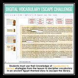 Vocabulary in Context Presentation & Digital Escape Room Reading Activity Game