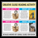 Inference Activity: What Am I? Mystery Object Task Cards Digital Reading Game