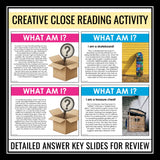 Inference Activity: What Am I? Mystery Object Task Cards Close Reading Game