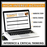 Thanksgiving Close Reading Digital Inference Mystery – Who Kidnapped the Turkey?