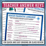 Winter Figurative Language Assignments - Literary Devices Activity