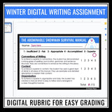 Christmas Writing Assignment - Abominable Snowman Manual Winter Digital Activity