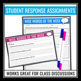 Quote of the Week Bell Ringers - 40 Famous Quotes & Writing Response Assignments