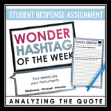 Wonder Posters - Hashtag Quote Bulletin Board Display for R.J. Palacio's Novel
