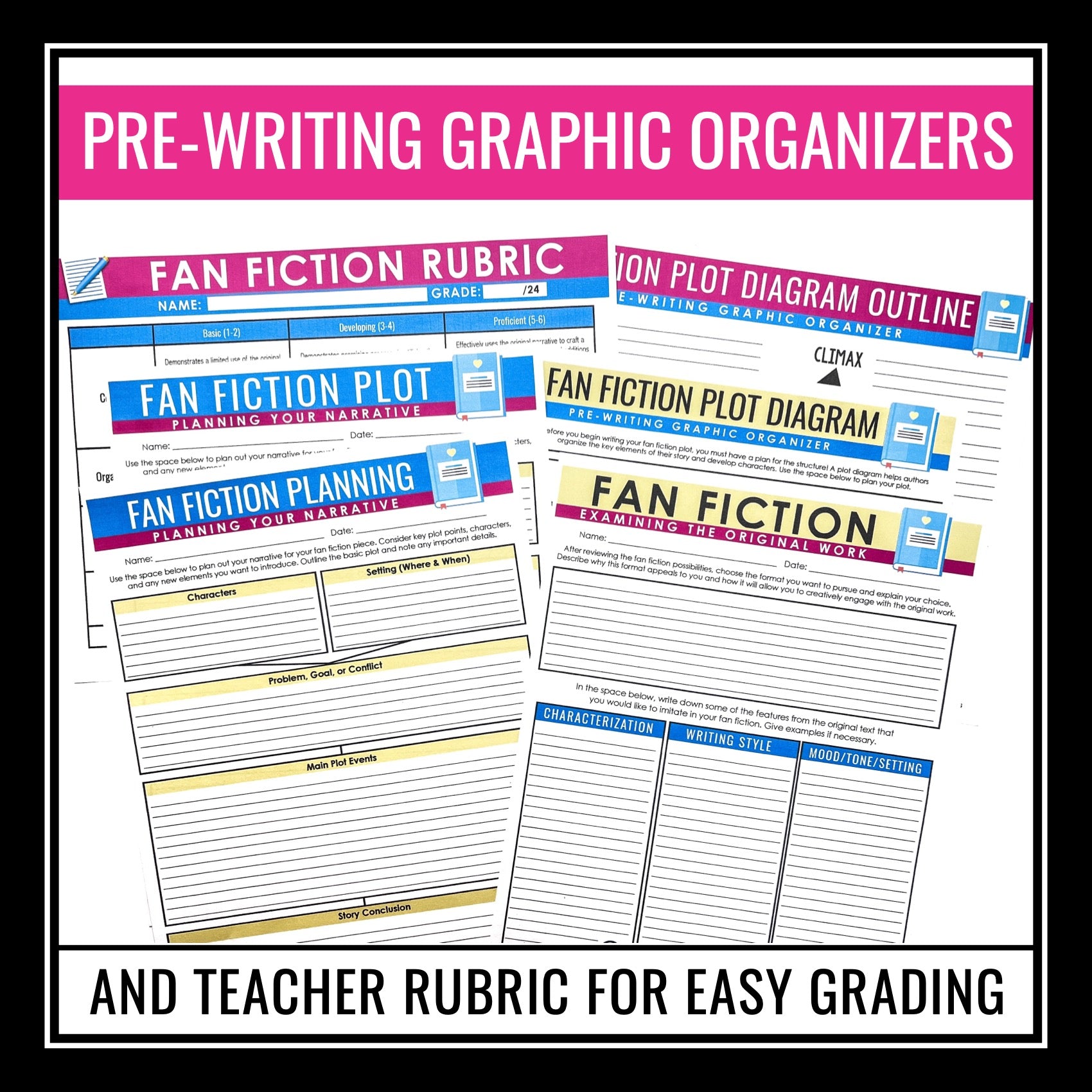 Fan Writing Fan Fiction Writing - Presentation, Handout, and Narrative Graphic Org ...