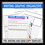Newspaper Article Writing - Journalism Nonfiction Lesson and Graphic Organizers