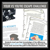 Homophones Escape Room Style Grammar Game, Slides, & Quiz - You're vs. Your