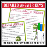 Halloween Figurative Language Assignment - Literary Devices Activity - Zombies
