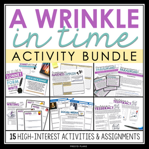 A WRINKLE IN TIME CREATIVE ACTIVITIES AND ASSIGNMENTS BUNDLE