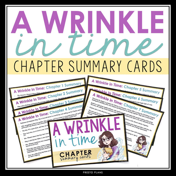A Wrinkle in Time Chapter Summaries - Novel Plot Summary Cards – Presto Plans