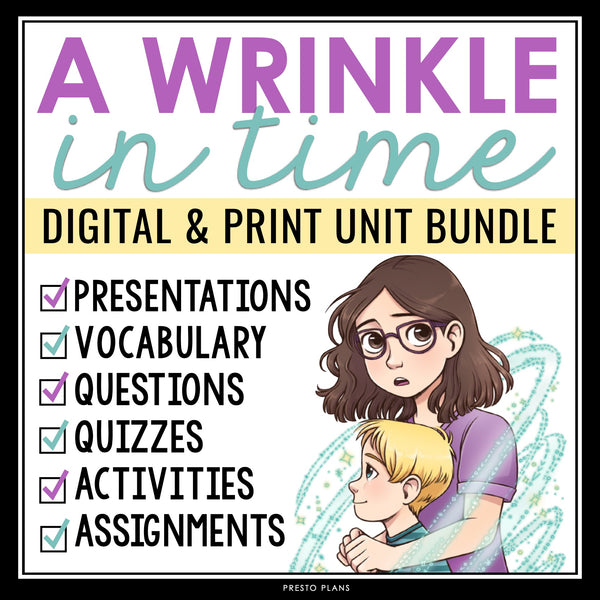 A Wrinkle in Time Unit Plan - Novel Study Reading Unit - Digital Print Bundle