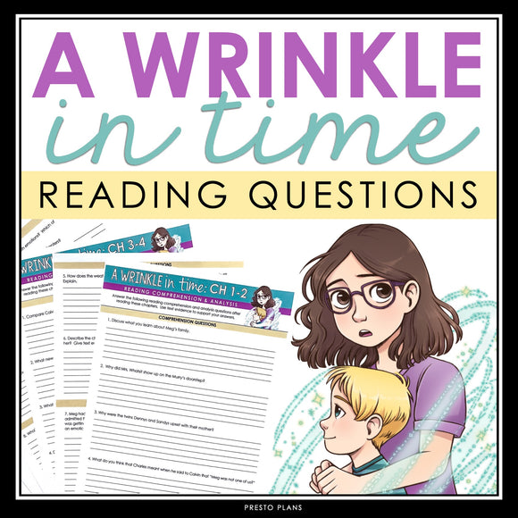 A Wrinkle in Time Questions - Comprehension & Analysis Reading Chapter ...