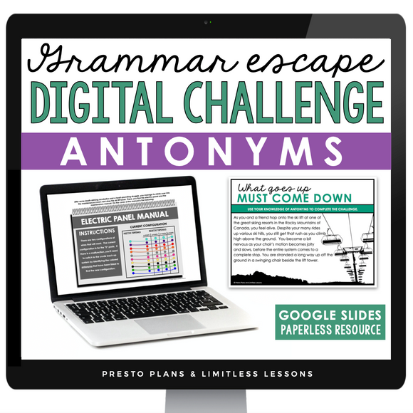 ANTONYMS GRAMMAR ACTIVITY DIGITAL GOOGLE ESCAPE CHALLENGE