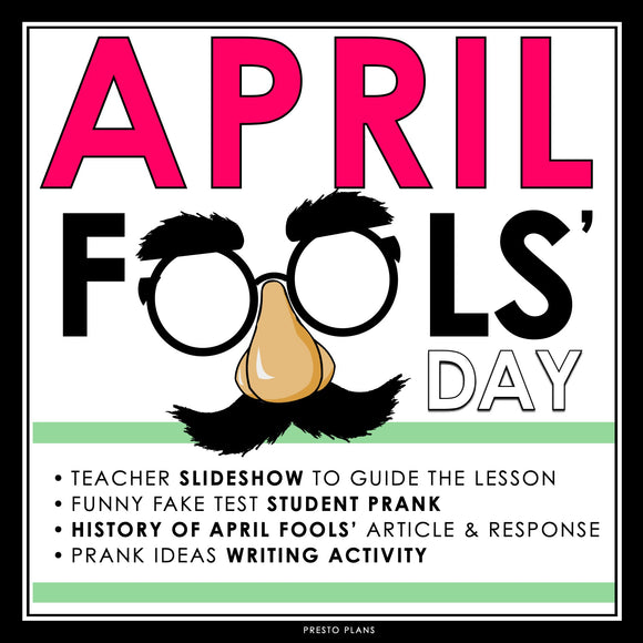 APRIL FOOLS' DAY ACTIVITIES NONFICTION READING, STUDENT PRANK, & WRITING