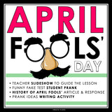APRIL FOOLS' DAY ACTIVITIES NONFICTION READING, STUDENT PRANK, & WRITING
