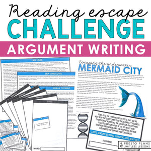 Argument Writing Introduction & Argumentative Essay Escape Room Reading Activity