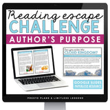 Author's Purpose Introduction Slides and Digital Escape Room Reading Activity