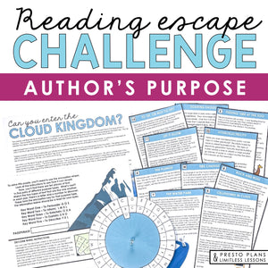 Author's Purpose Introduction Presentation and Escape Room Reading Activity