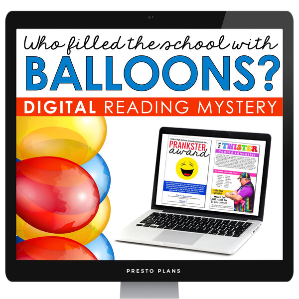 April Fools' Day Close Reading Mystery Digital Inference Activity Balloon Prank
