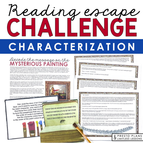 CHARACTERIZATION ACTIVITY INTERACTIVE READING CHALLENGE ESCAPE