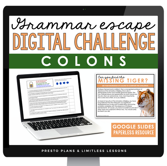 COLONS GRAMMAR ACTIVITY DIGITAL GOOGLE ESCAPE CHALLENGE