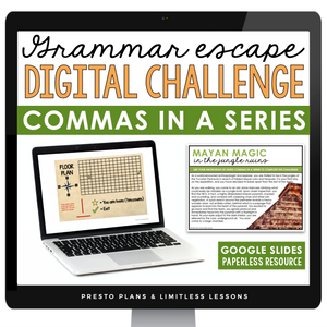 COMMAS IN A SERIES GRAMMAR ACTIVITY DIGITAL GOOGLE ESCAPE CHALLENGE